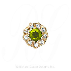 GS040 PD/D - 14 Karat Gold Slide with Peridot center and Diamond accents 